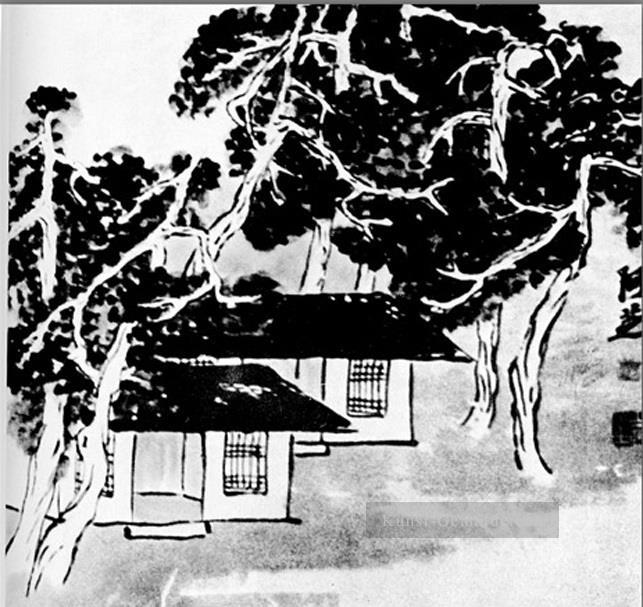 Qi Baishi Bäume im Atelier alte China Tinte Ölgemälde
